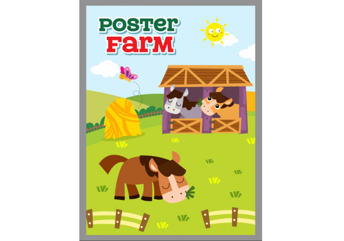 Colorful cartoon farm animals