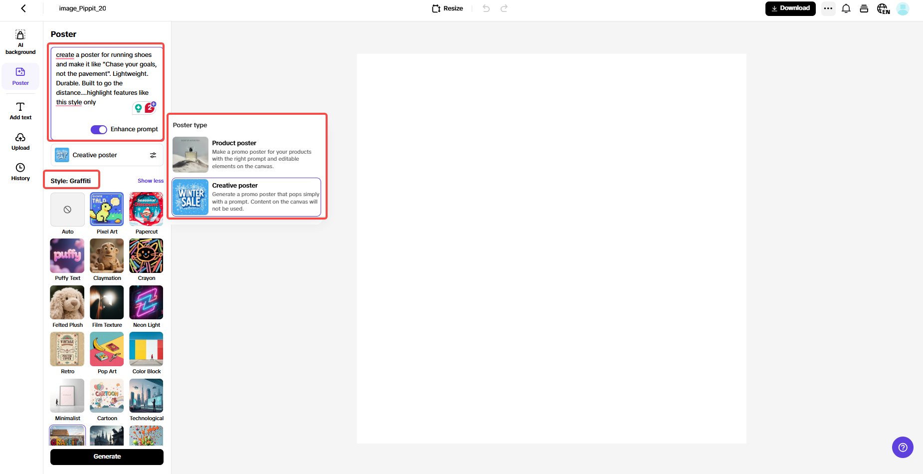 Ilagay ang prompt para sa iyong Instagram post