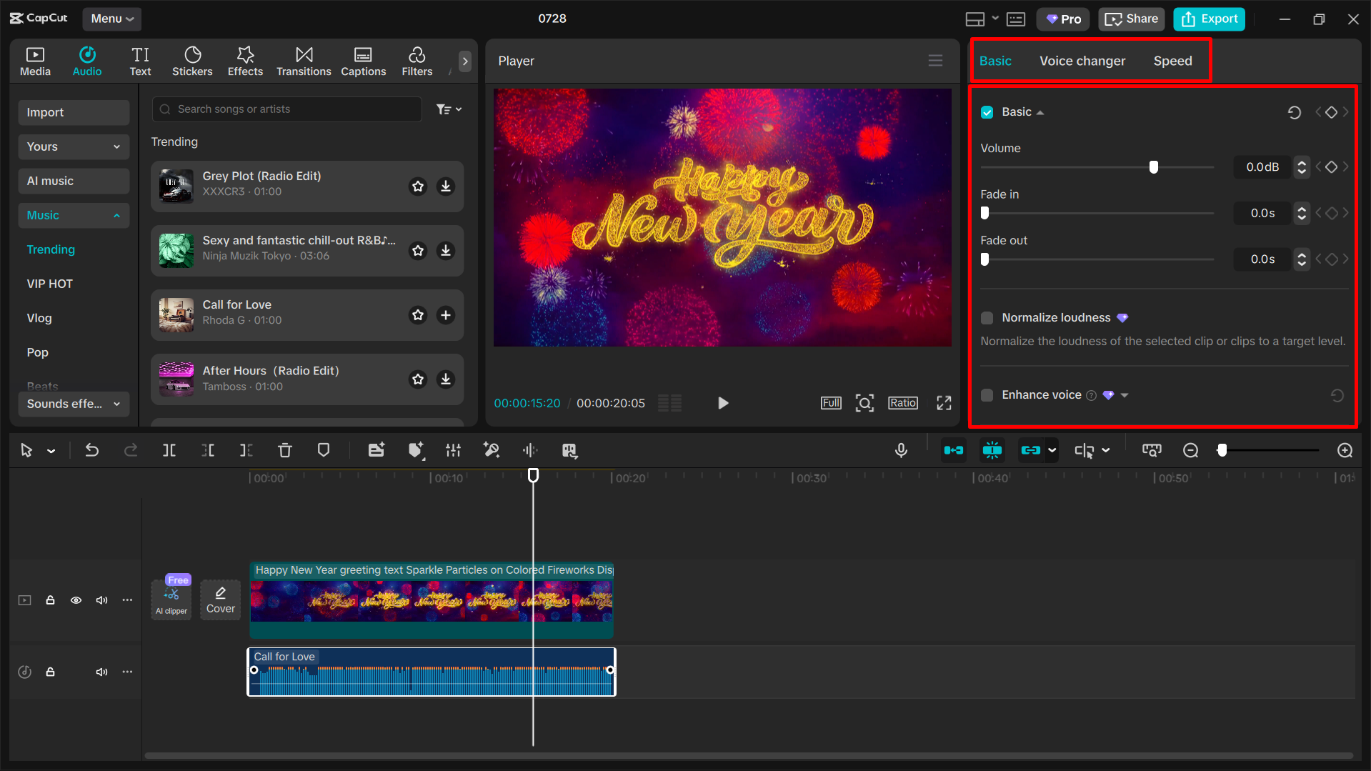 Personalización de audio en el CapCut editor de vídeo de escritorio