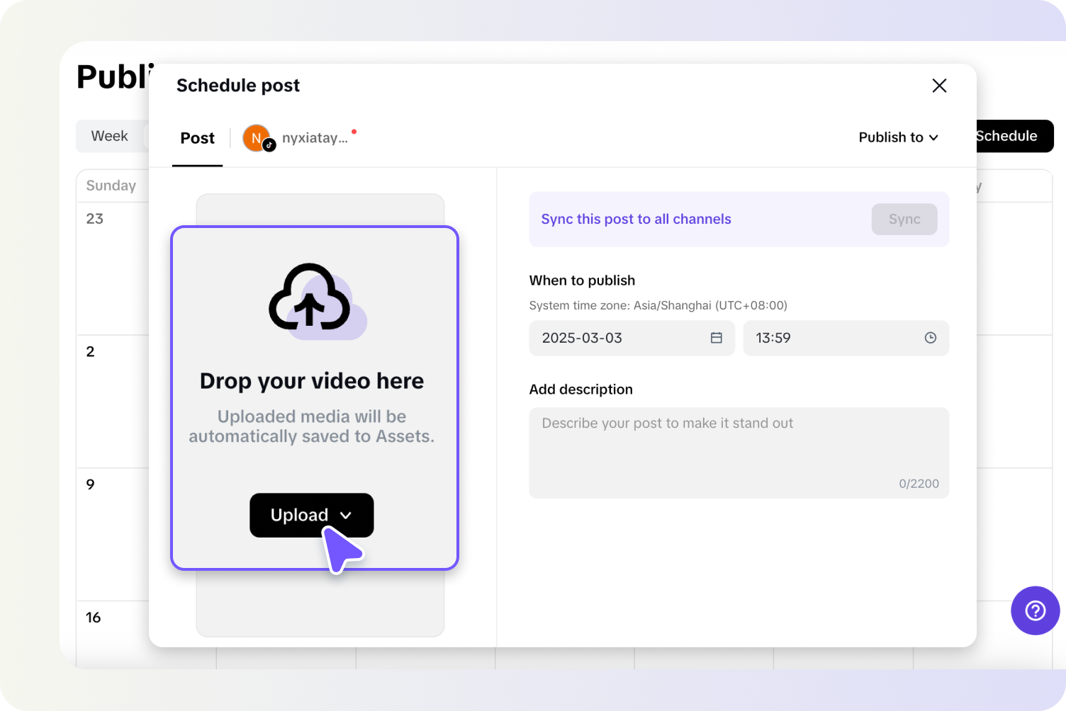 Create a post for your account