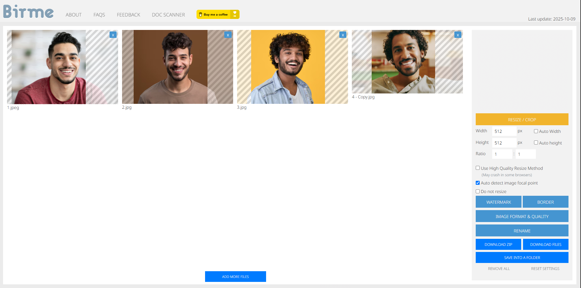 Interface of BIME - the fastest way to batch crop images
