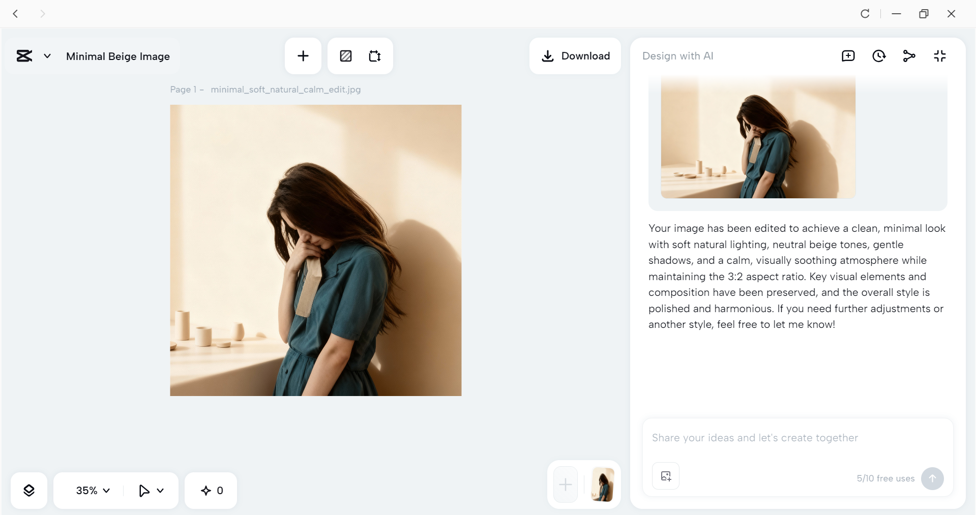 Generating the image in the CapCut desktop video editor