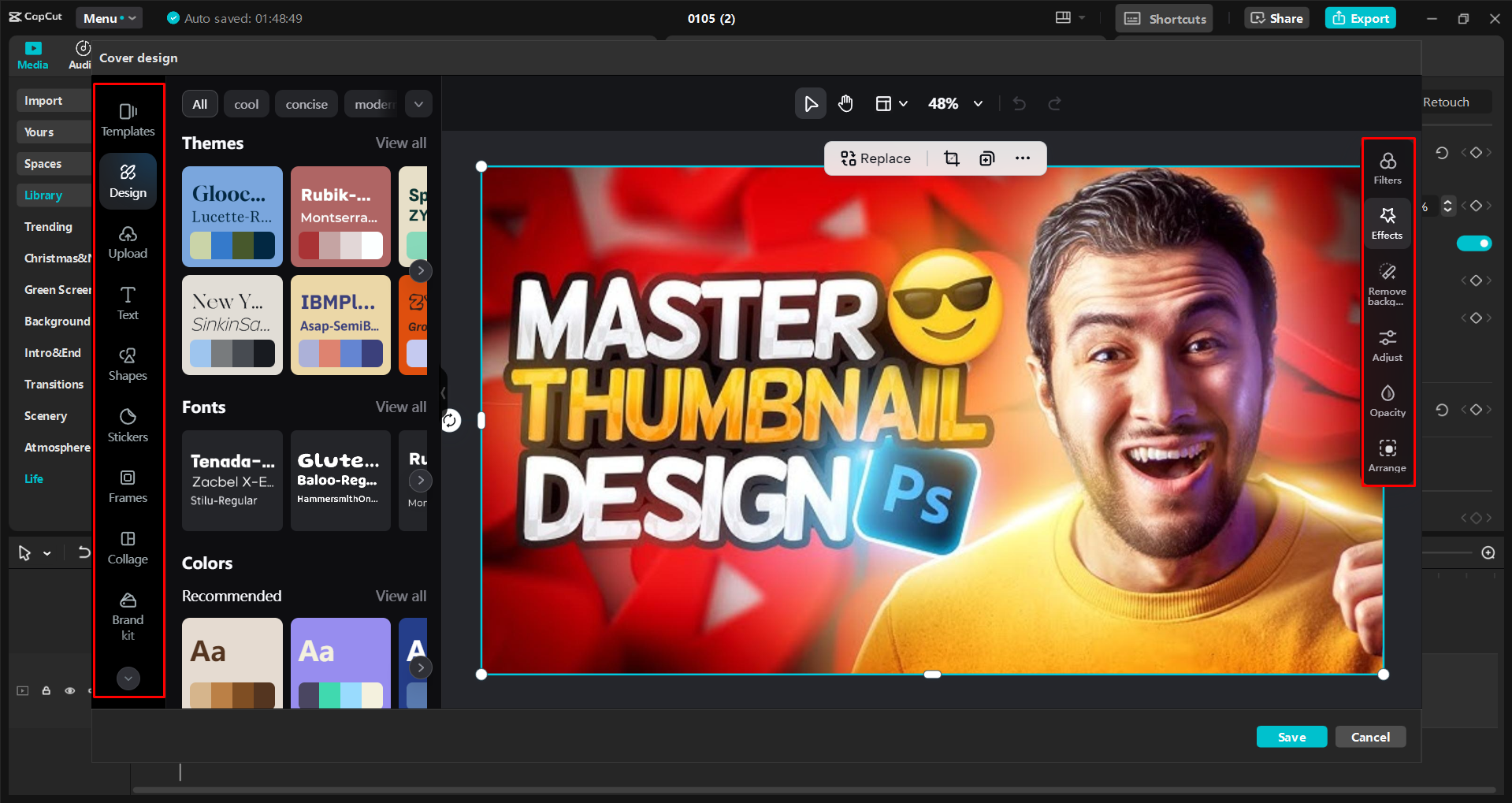 Creating an engaging thumbnail in the CapCut desktop video editor