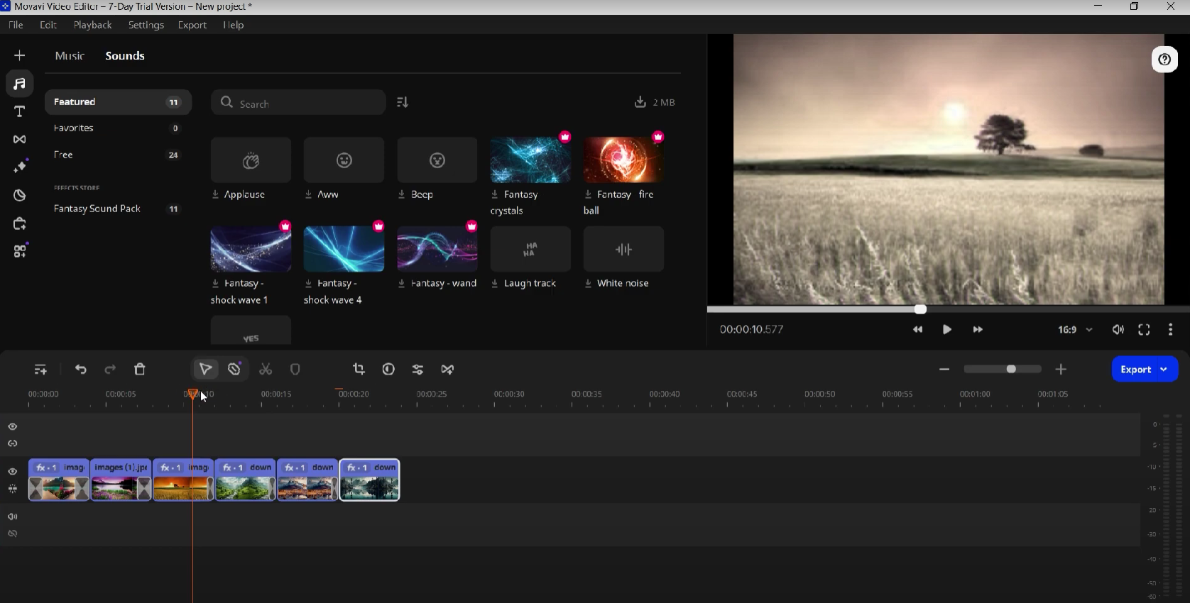 Add music/audio track to the slideshow
