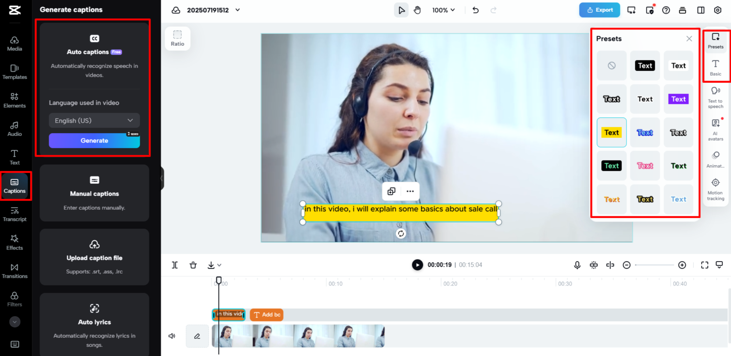 Sprache in Text auf CapCut Web umwandeln