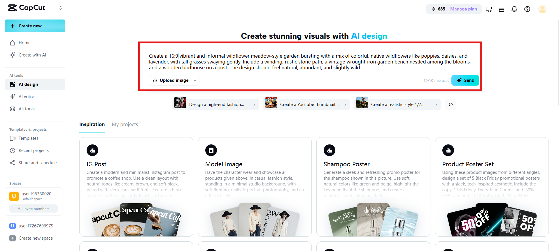 Write prompt to describe garden or upload inspiration