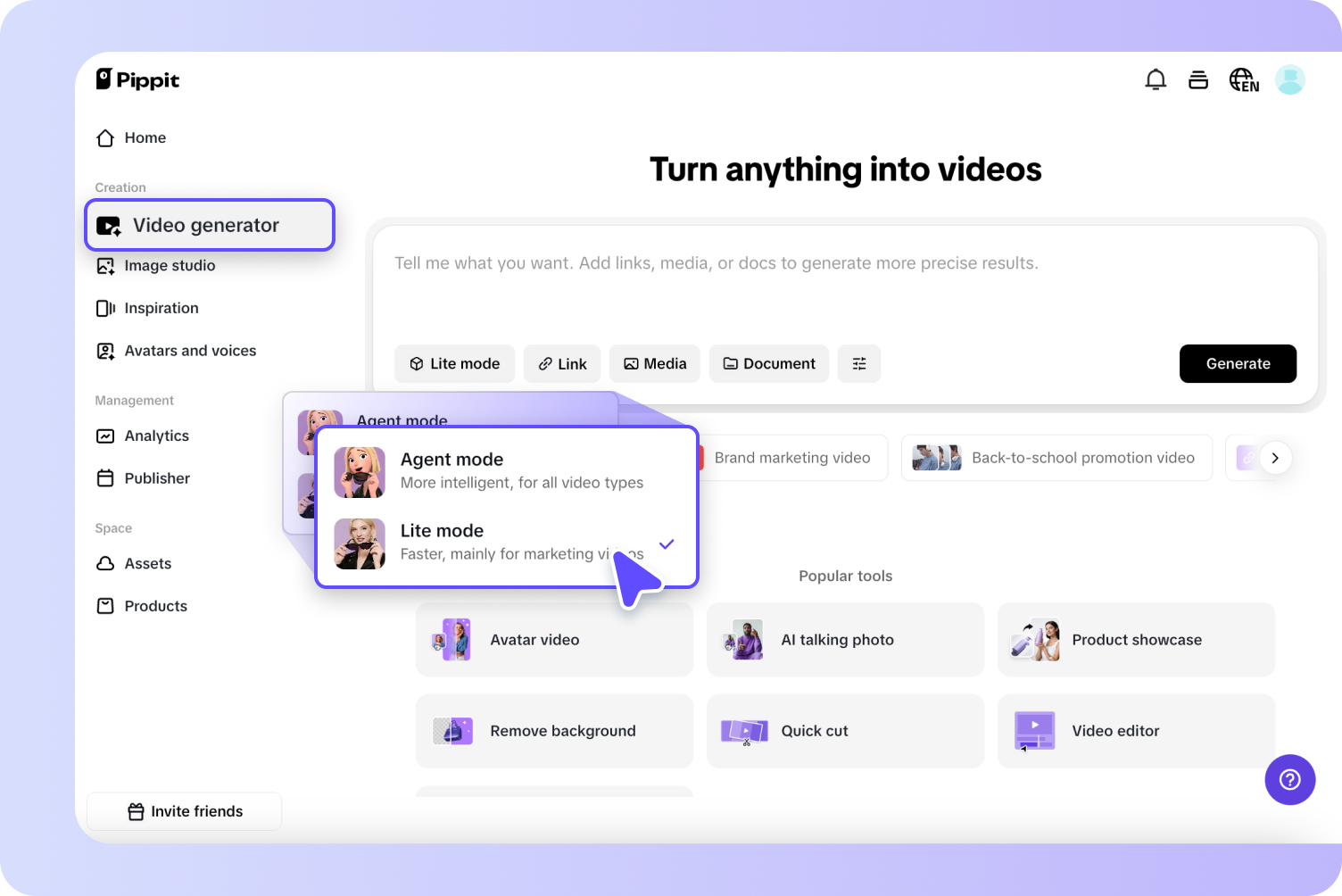 Accédez au générateur de vidéos