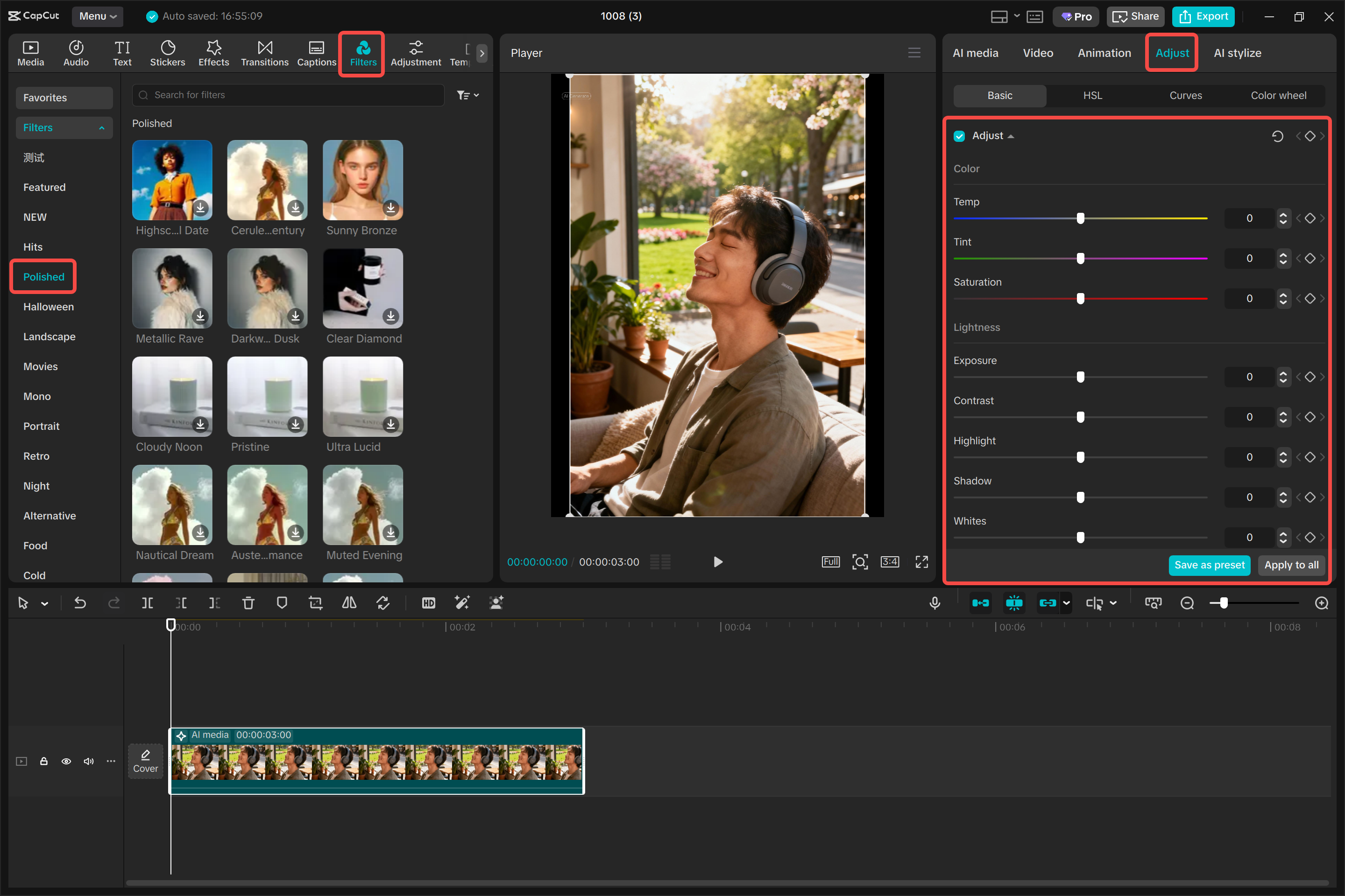 Customize your image in CapCut