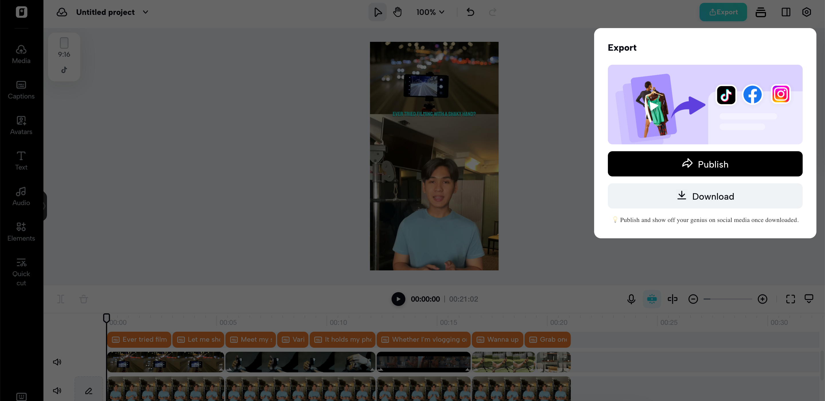 I-publish o i-download ang iyong ginawang video