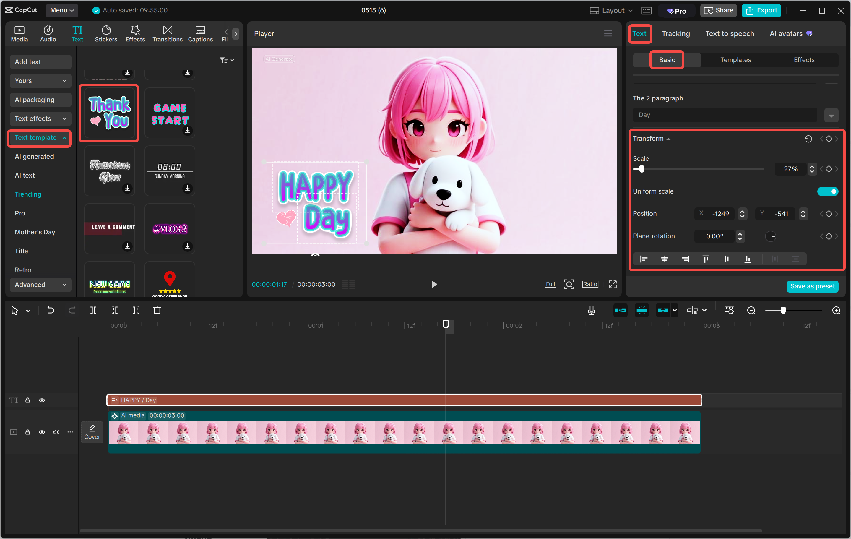 Adding gradient effect to a text in video with the CapCut desktop video editor