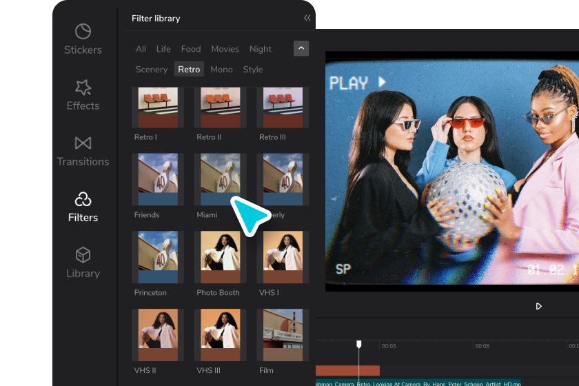 Choose a vintage filter in CapCut