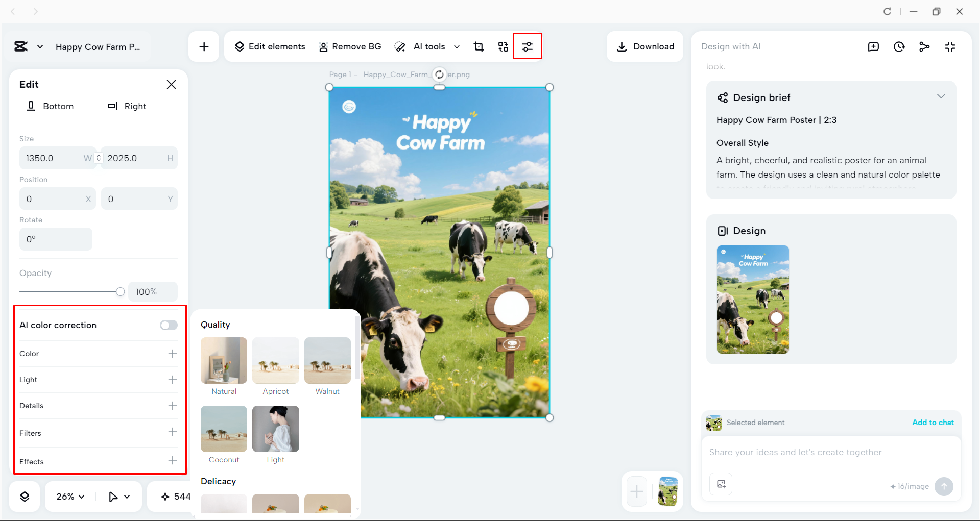 Customizing the poster with CapCut