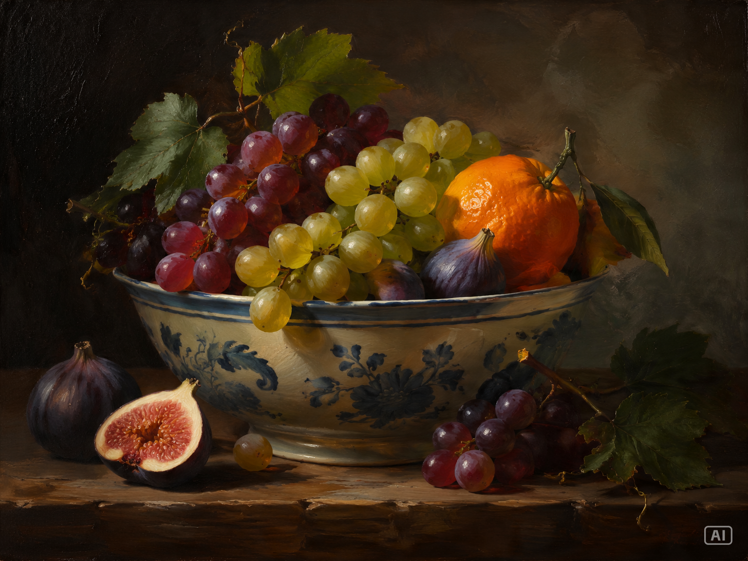 Still life fruit bowl painting generated by Pippit