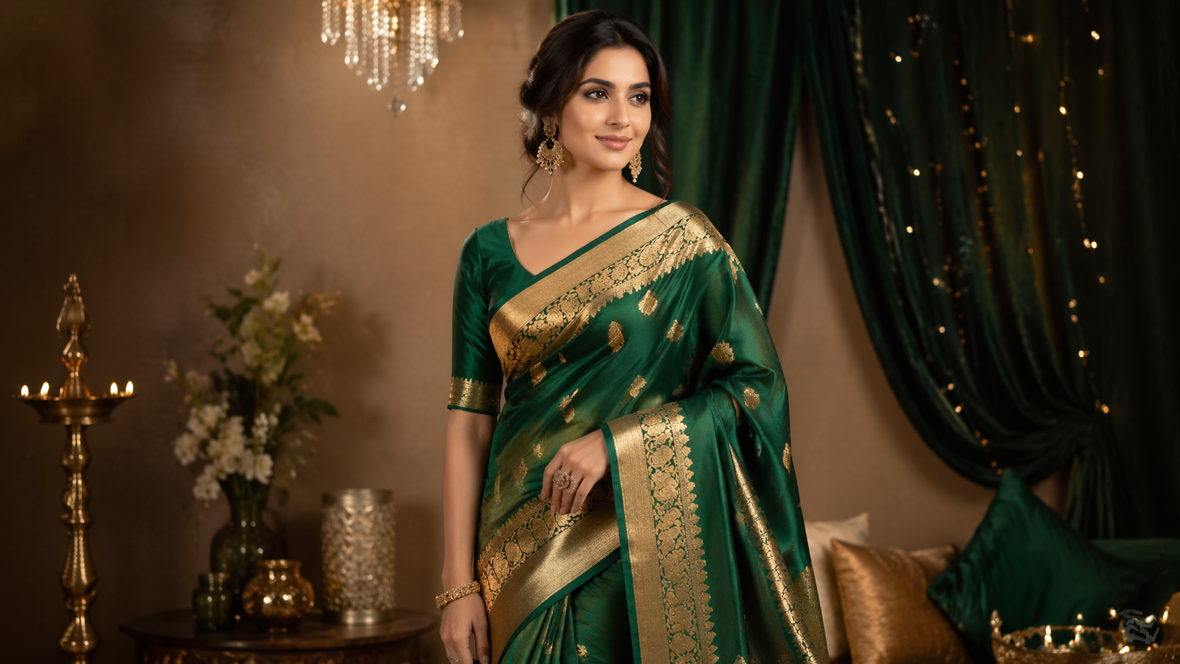 Dreamina IA Saree try On prompt exemplo 1: Silk Saree Portrait