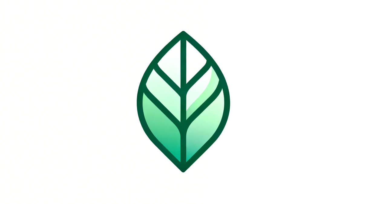 Minimalist green leaf vector logo with clean lines