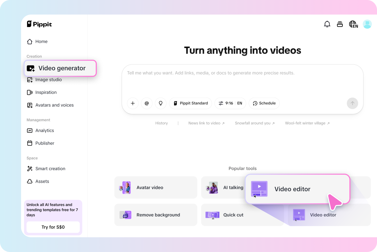 Open video editor