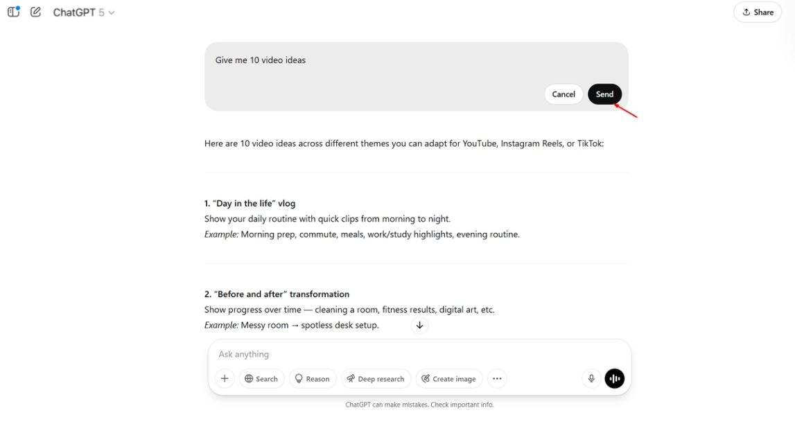 Defining a video topic to make visuals with AI