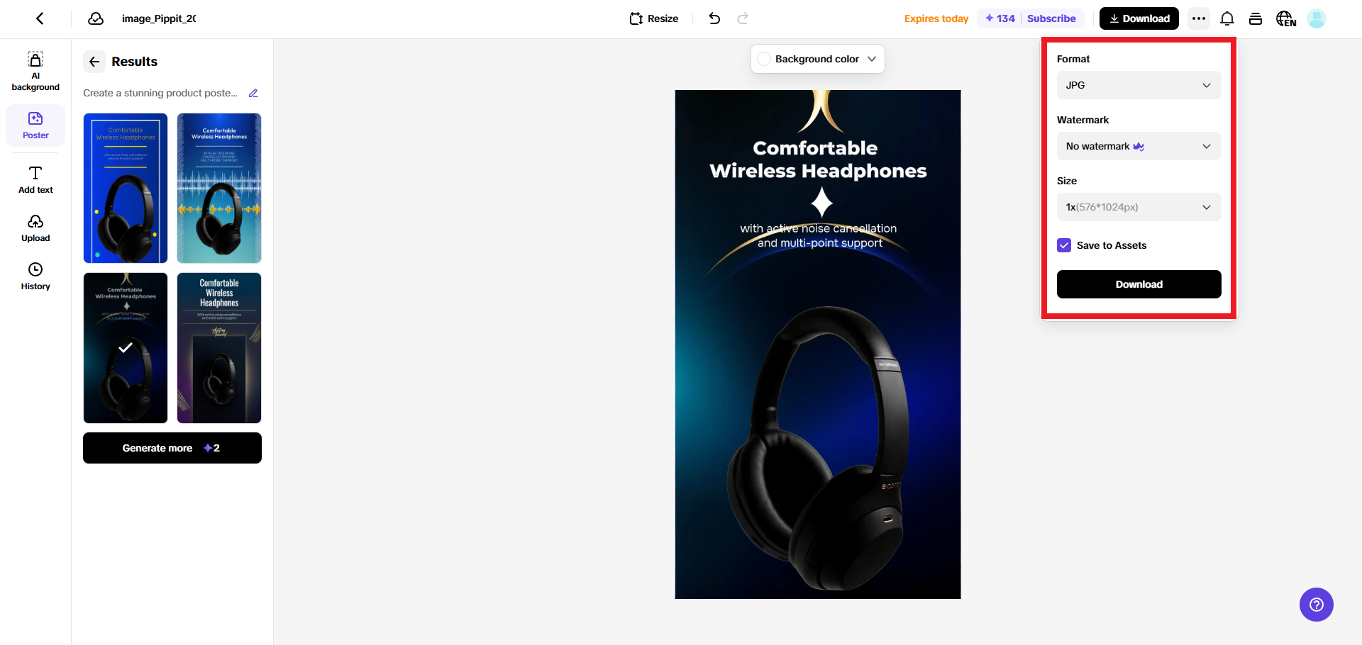 Export/download your poster