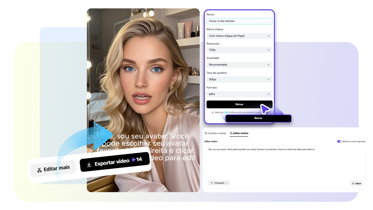 Exportar vídeo com criador de vídeos IA
