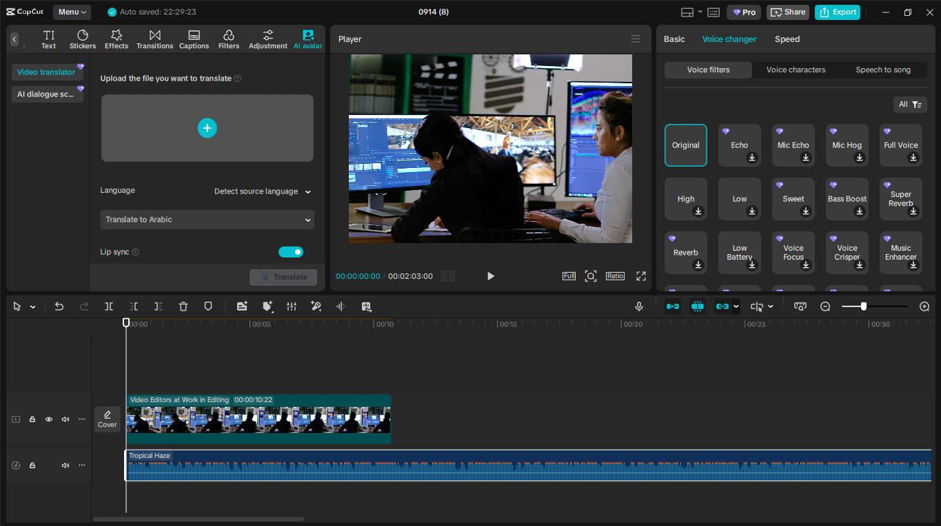 Editing interface of CapCut - the most efficient and simple photo editor