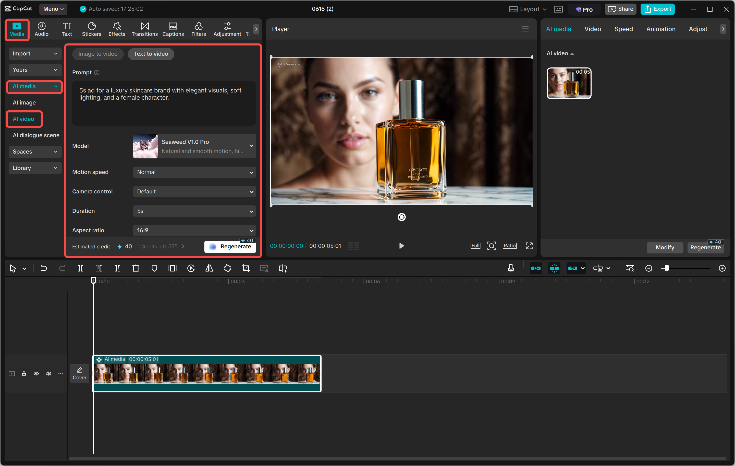 Convert text to an ad video