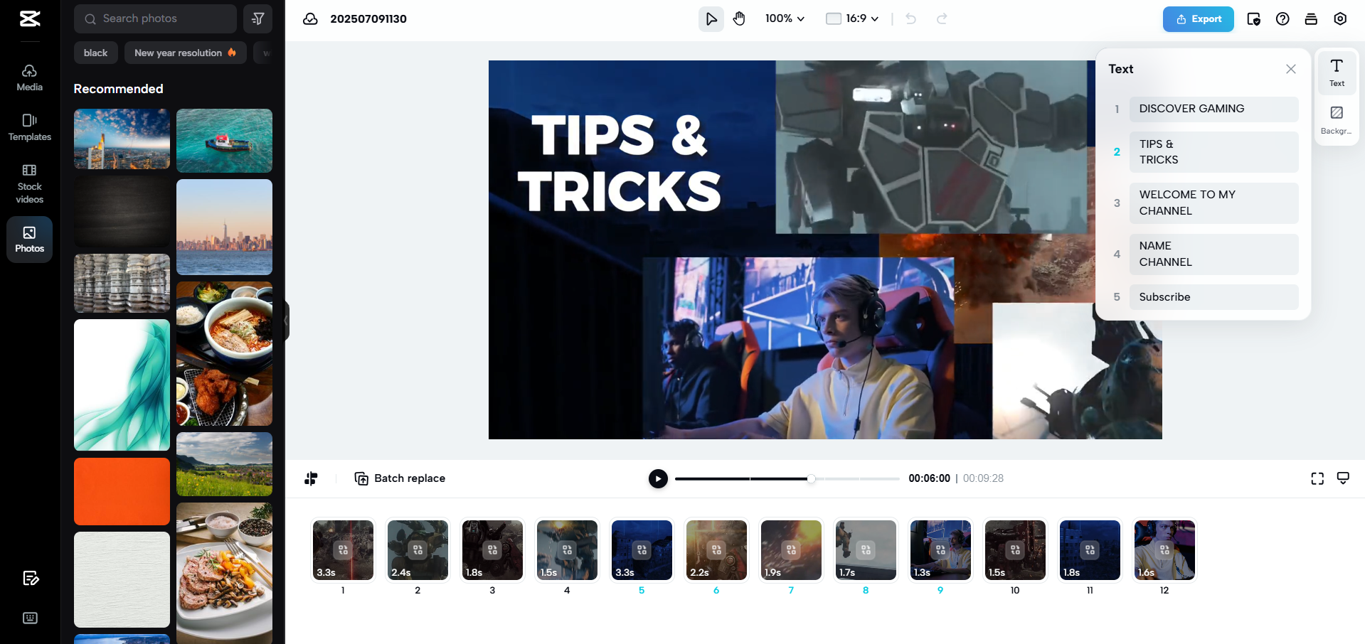 Interface of CapCut Web - a user-friendly gaming intro maker