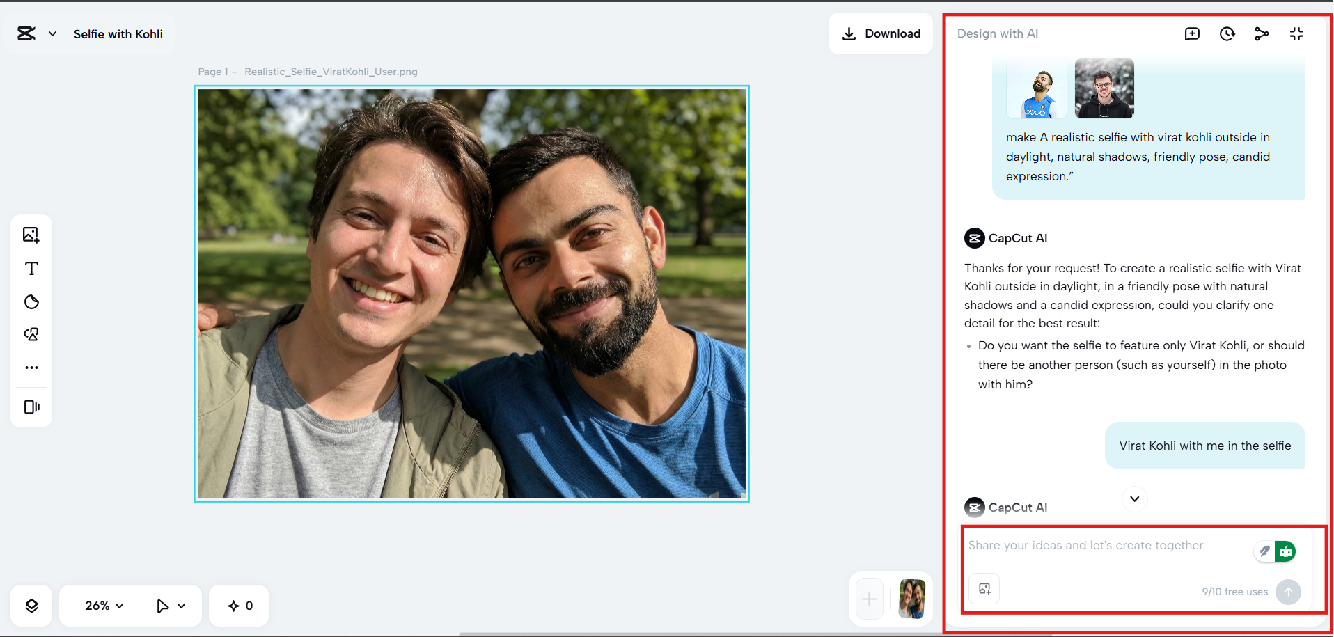 Interactive chat to perfect photo results.