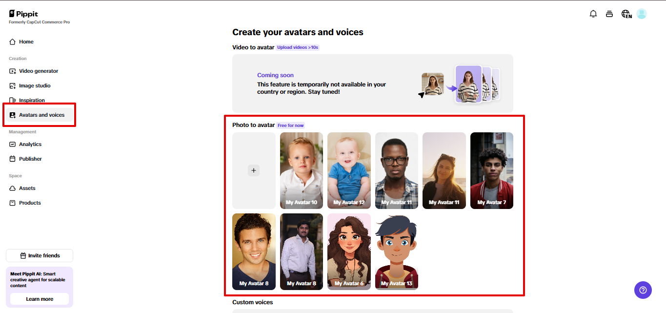 Pippit photo to avatar