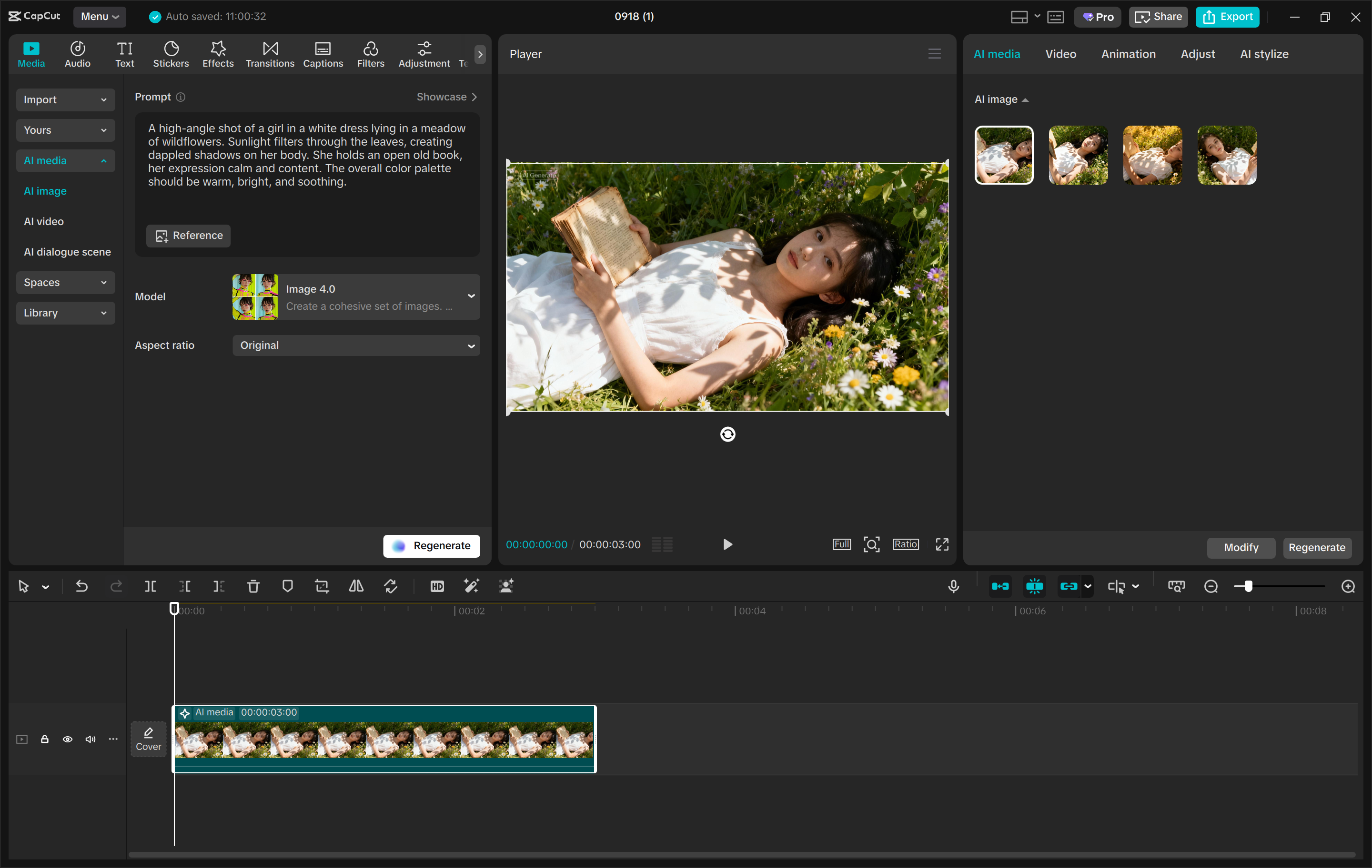 Interface van de CapCut desktop video-editor - een andere tool om afbeeldingen te genereren met AI