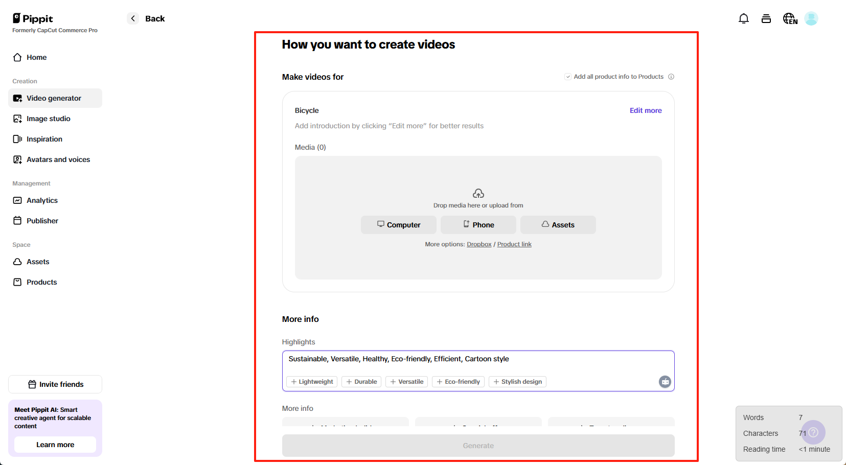 Generate your video