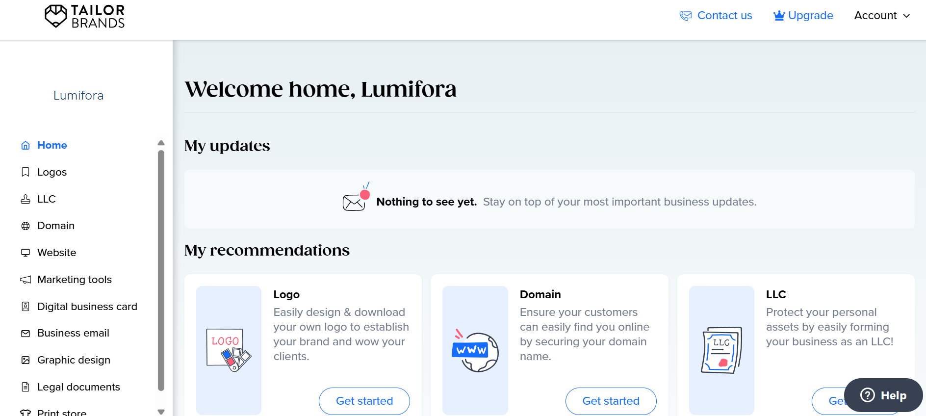 Tailor Brands interface