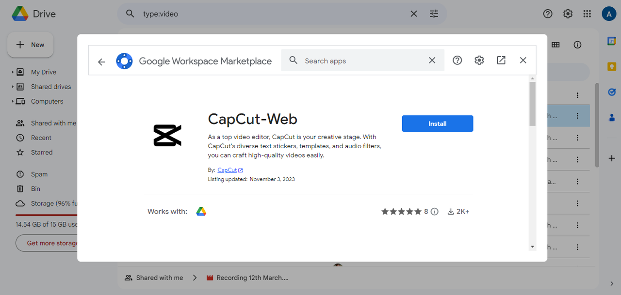 edit your MOV files from Google Drive