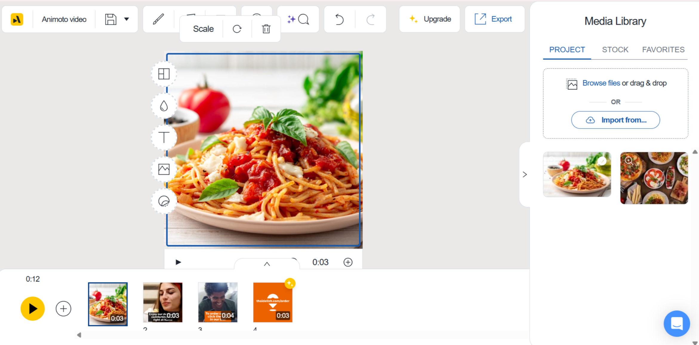 Animoto – eines der besten KI-Tools für Essensvideos