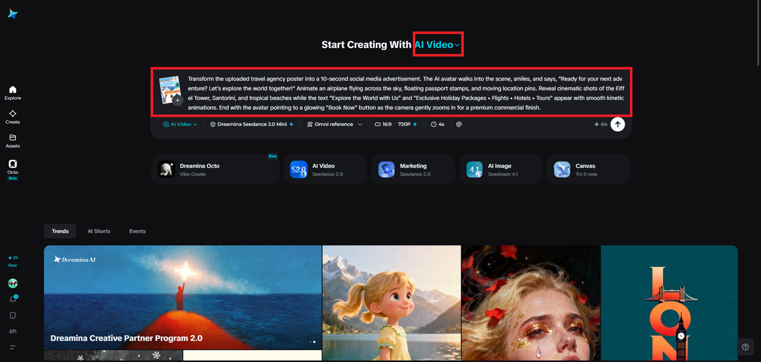 Upload a reference image and enter your video prompt