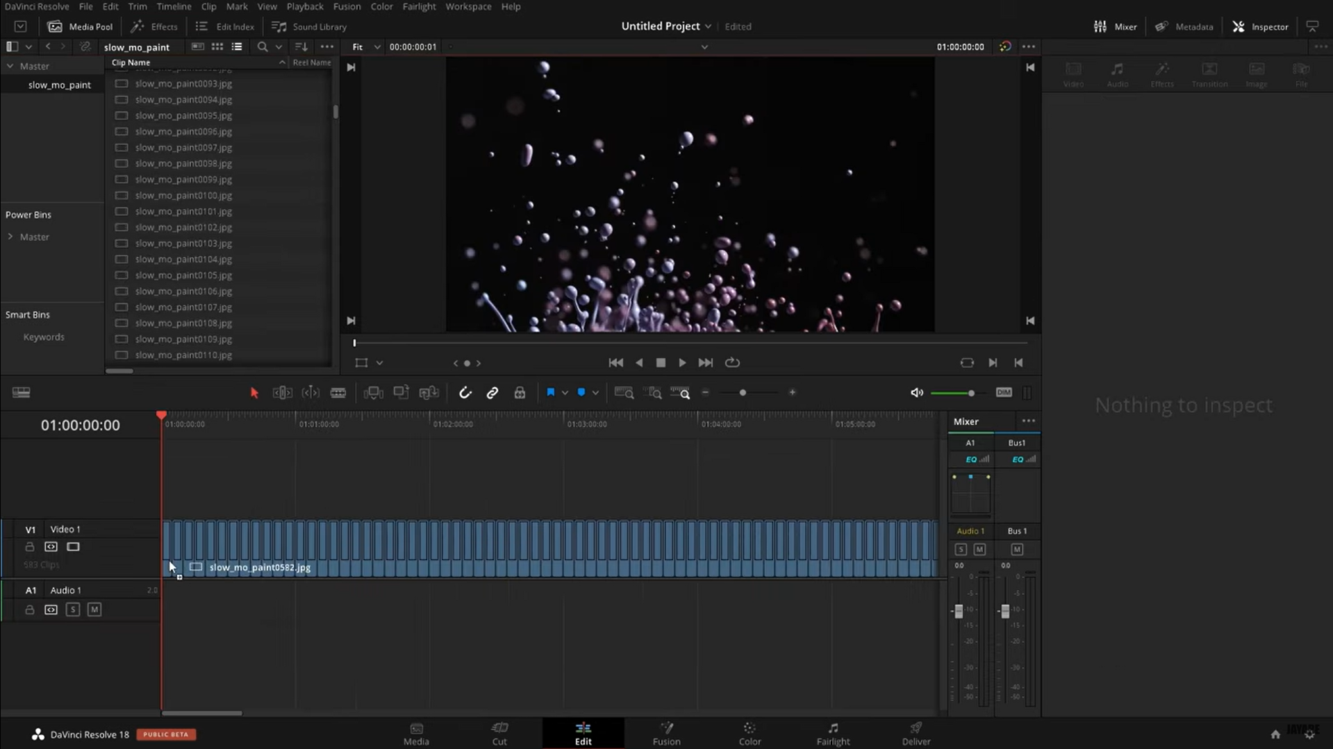 Showing how to import an image sequence in DaVinci Resolve