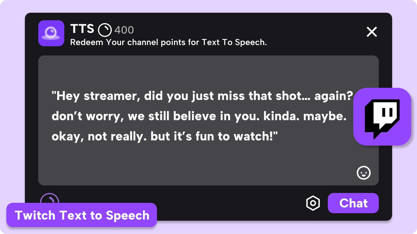 Twitch text-till-tal
