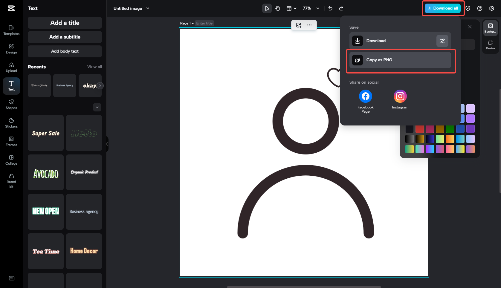 Export the profile picture icon