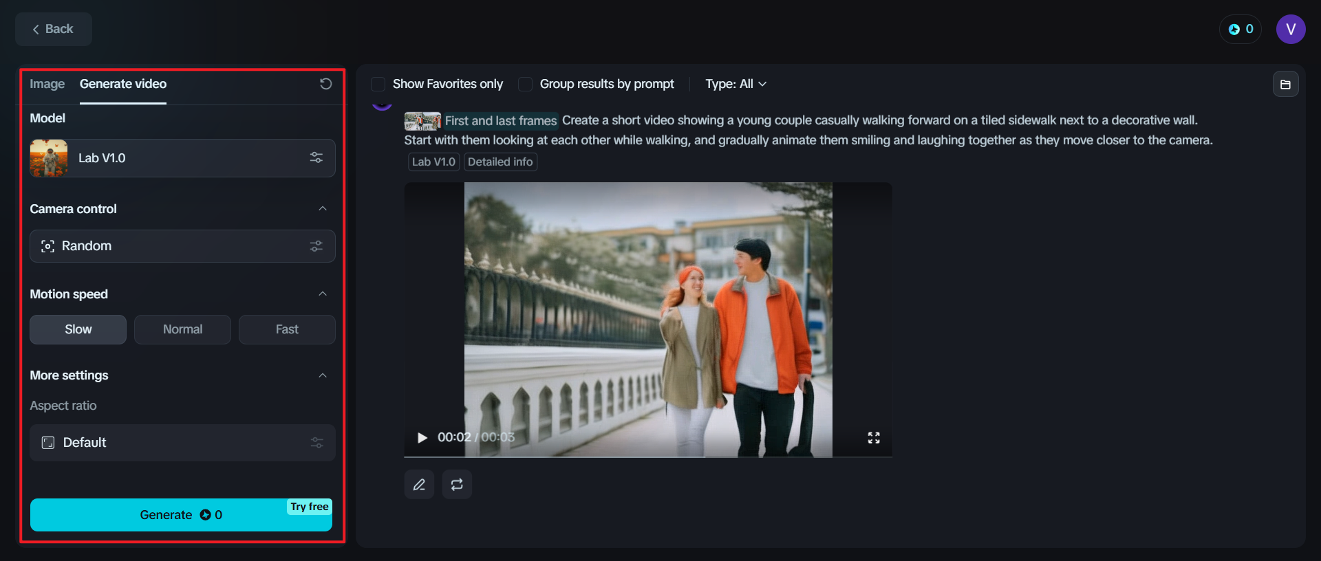 Generatore gratuito di immagini AI in video