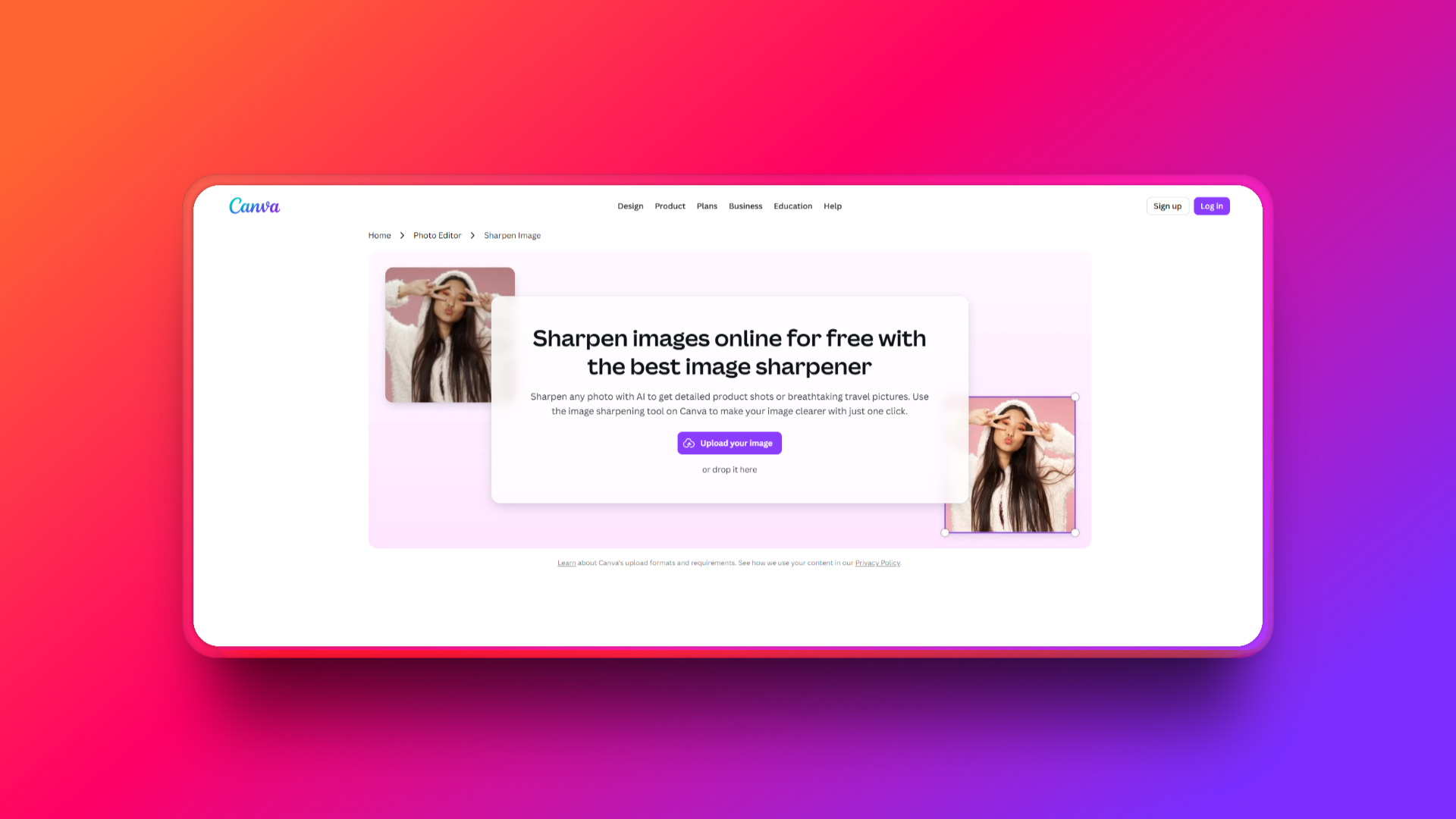 Canva 的 AI 圖片銳化器