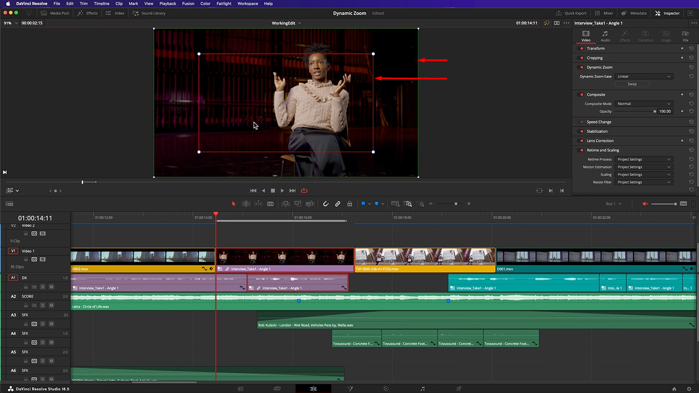 Adjusting the Zoom in DaVinci Resolve