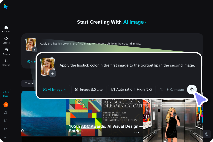 Upload an image and define your lip color goal