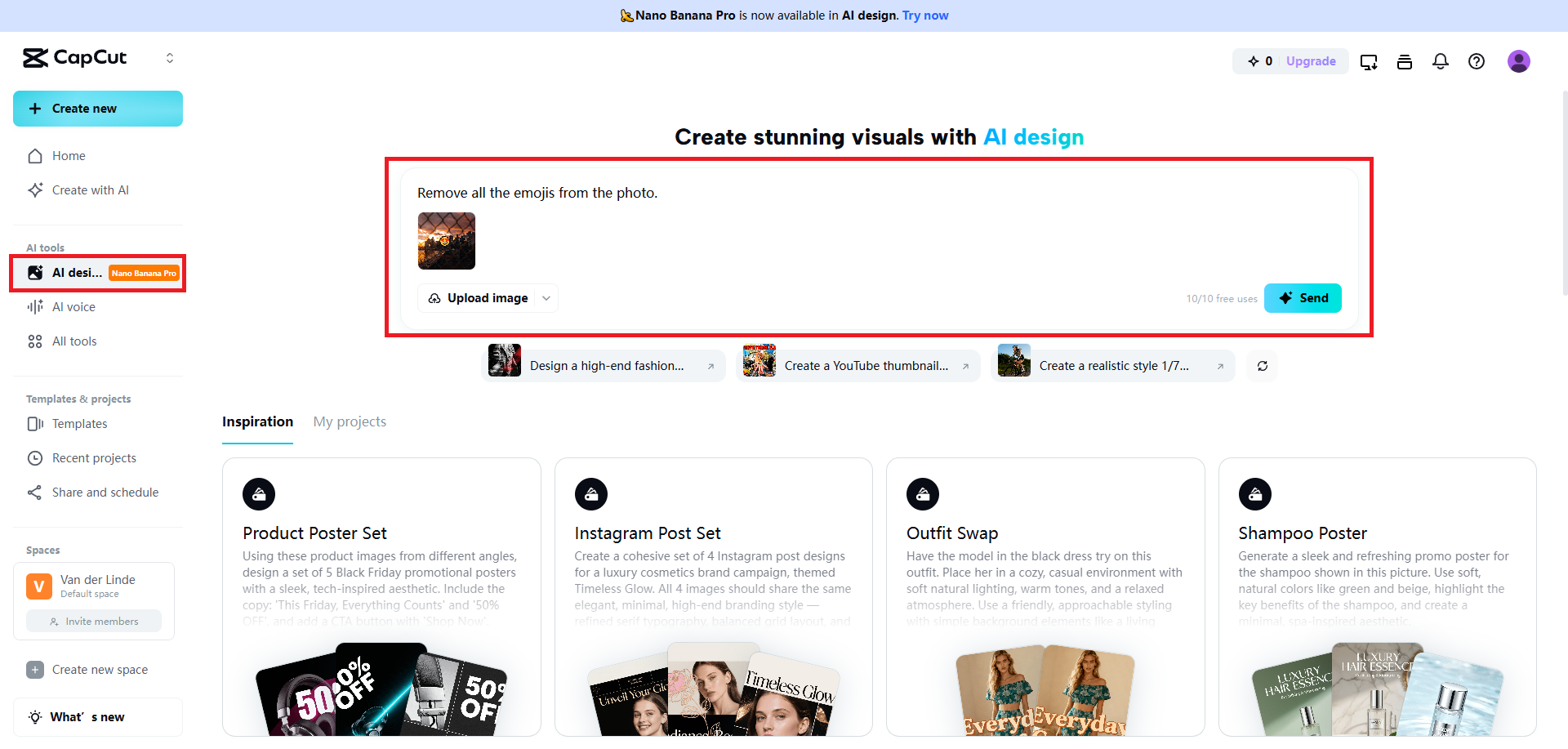 Upload the image before entering prompt