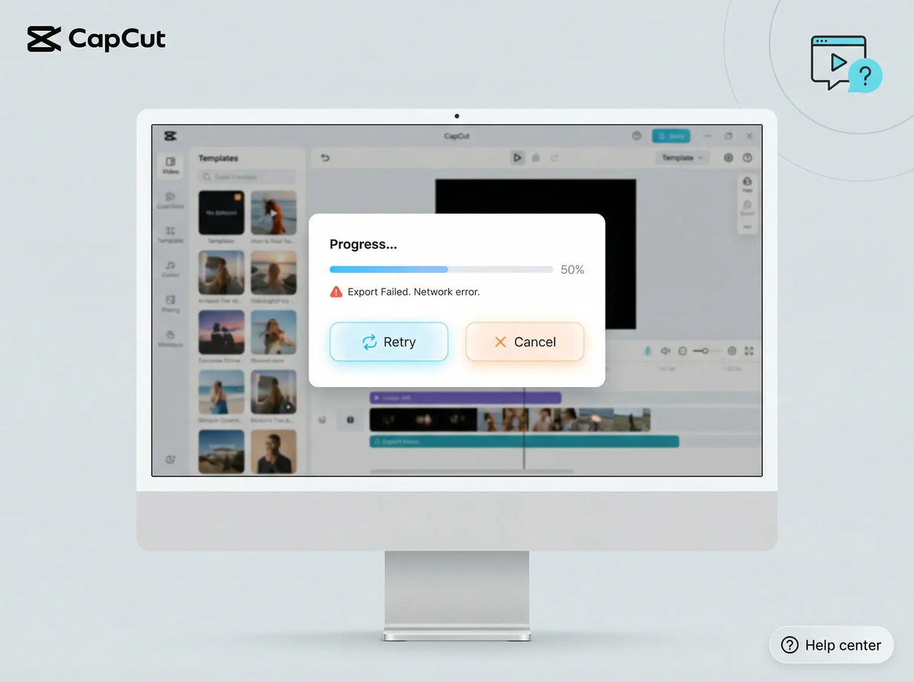 retry or cancel to export template