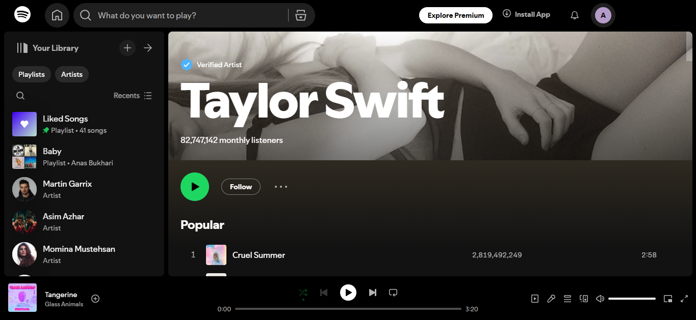 Taylor Swift - Most influential artist among top 500 on Spotify