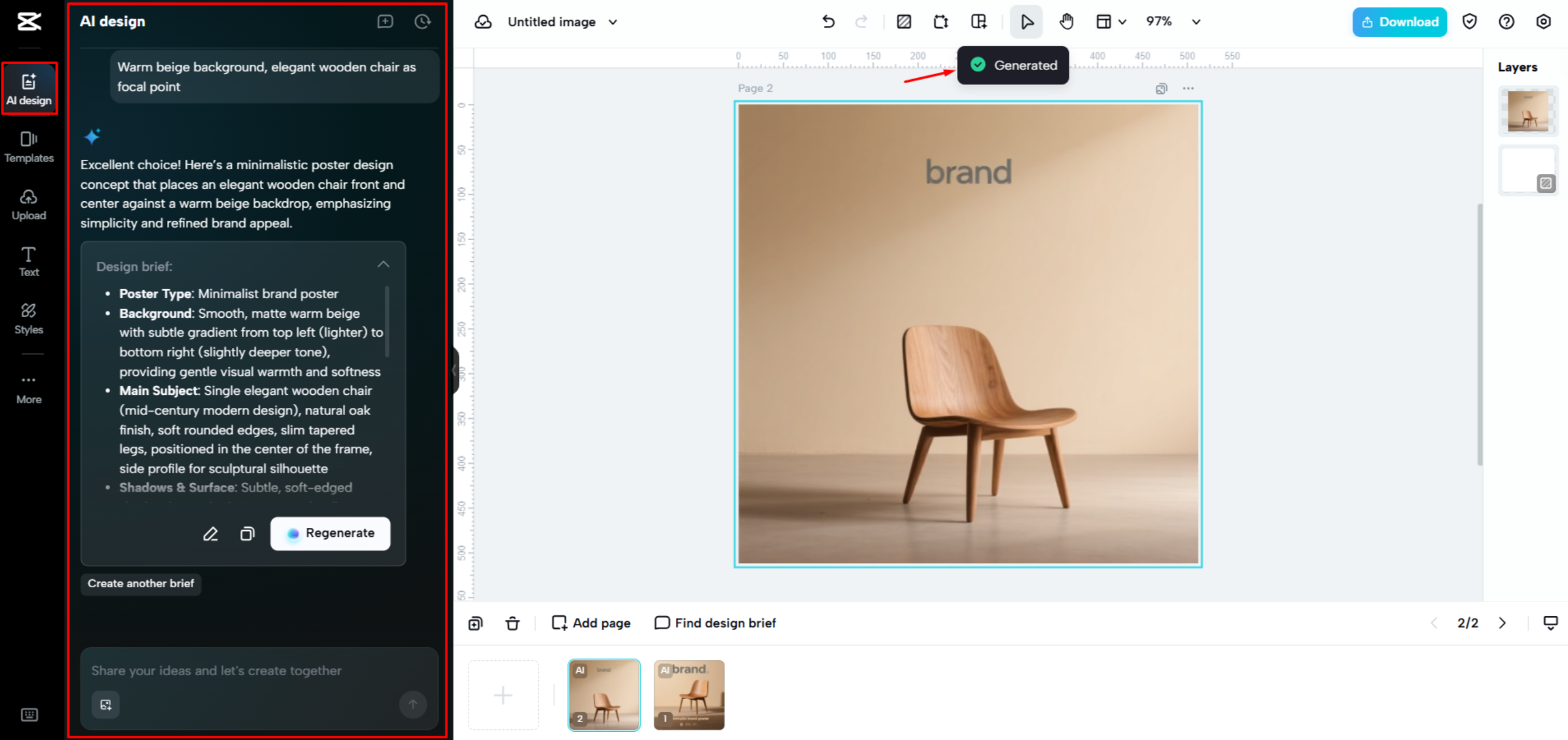Generar un diseño de póster con IA en CapCut Web