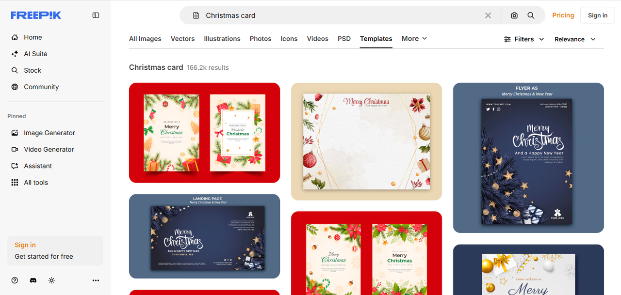 Freepik - another best tool to get Christmas holiday cards templates