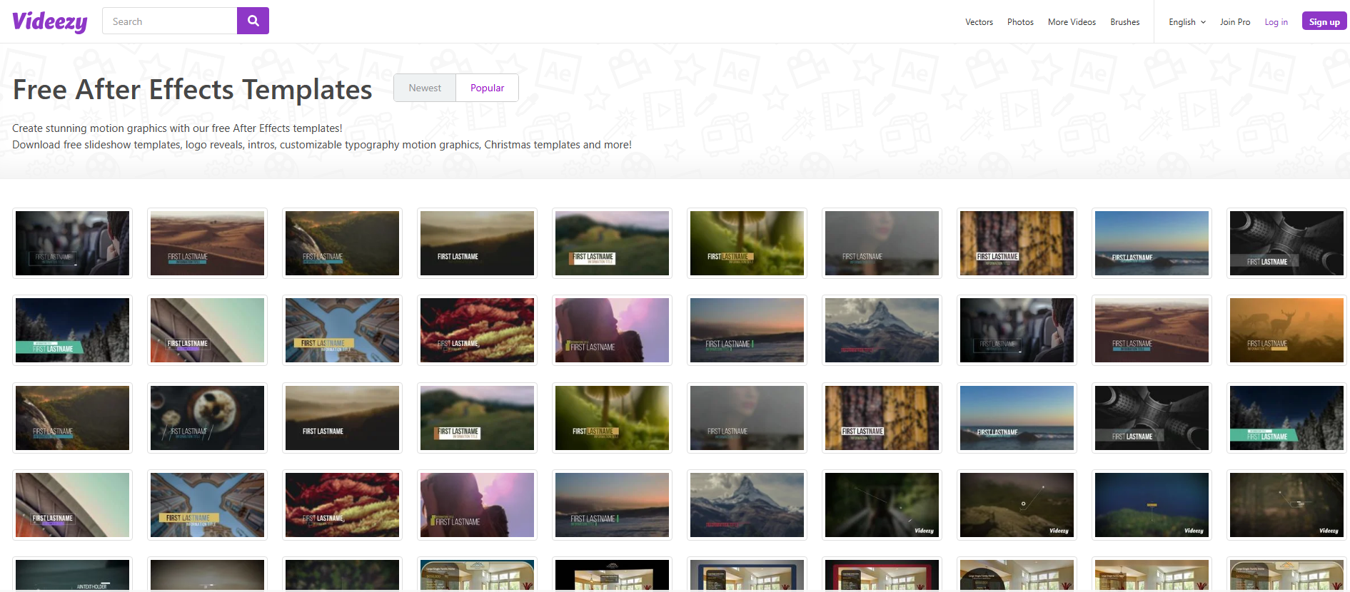 Videezy After Effects photo slideshow template