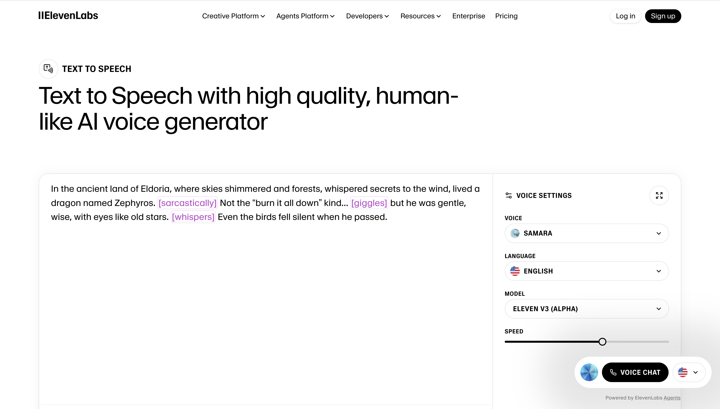 ElevenLabs homepage
