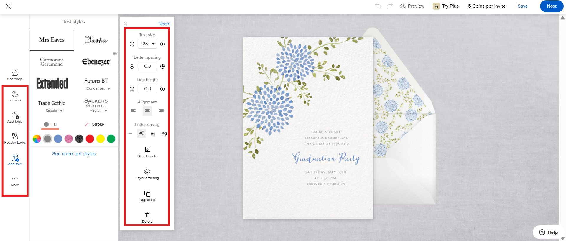 Customize to make convocation card design