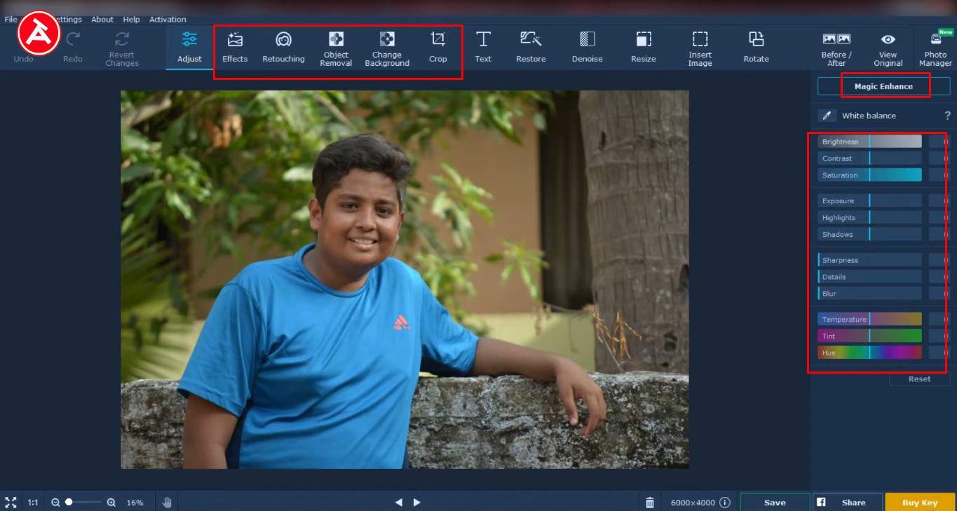 Edit and customize your image in Movavi